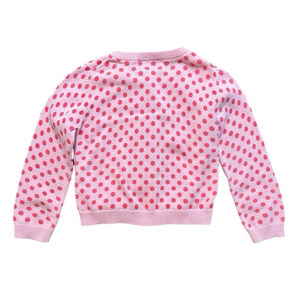 🩷 Mini Boden Girls Button-Down Cardigan Sweater | Size 2-3Y | Pink Polka Dots - Picture 2 of 7